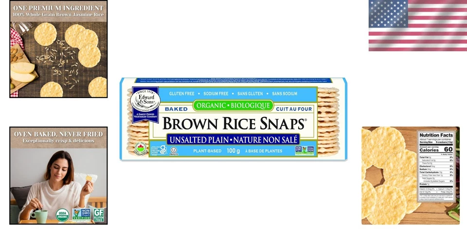 Broches de presión de arroz integral de grano entero - bocadillo sin OGM, sin grasa para entretenimiento elegante Foto 2 de 4