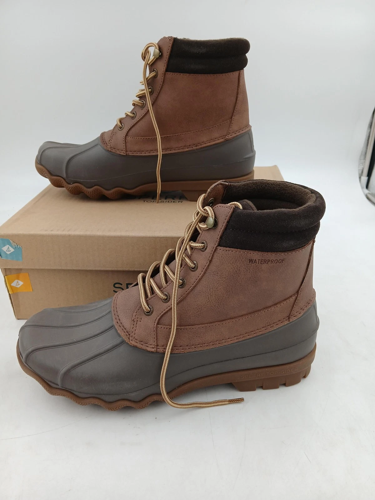 Sperry Boots Mens Brown Waterproof Duck Winter Snow Ankle STS14140 Size 10