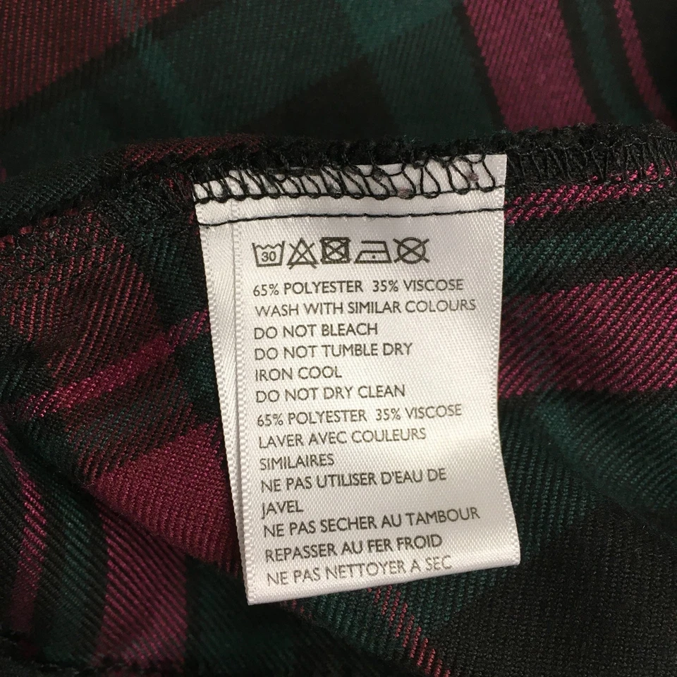 Saia Cooperativa Feminina Rosa Verde Xadrez Cintura Alta Plissada Flare Linha A XS - Imagem 4 de 4