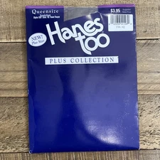 Vintage HANES TOO Pantyhose  Plus Collection Queen Size 1Q Sandalfoot Town Taupe