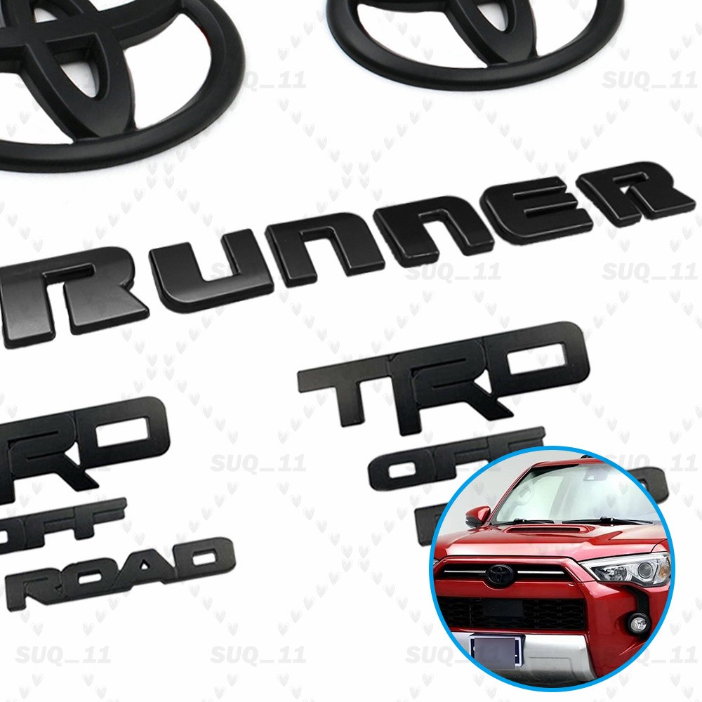 8Pcs For 2014-2024 4Runner Trd Off Road Matte Black Out Emblem Kit Overlay !