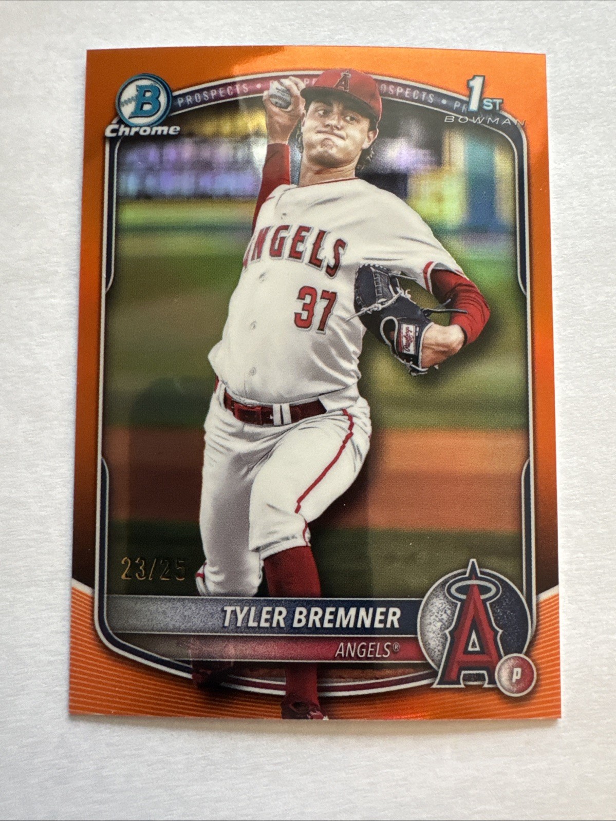 Tyler Bremner 2025 Bowman Draft 1st Prospect Orange 23/25 Rookie RC Angels