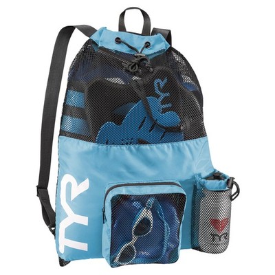 TYR Big Mesh Mummy Backpack for Swim, Gym and Workout Gear, BLue, Blue