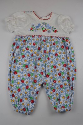 Vintage Healthtex Baby Girl size 0-5 Months Blue Floral Romper