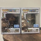 Funko Pop! One Piece Jinbe #2216, Brook #2215 Bronze Statue Set New Sealed
