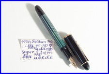 Reconditionné PELIKAN 140 Stylo Plume à Piston Vert Rayé & Noir EF 14K