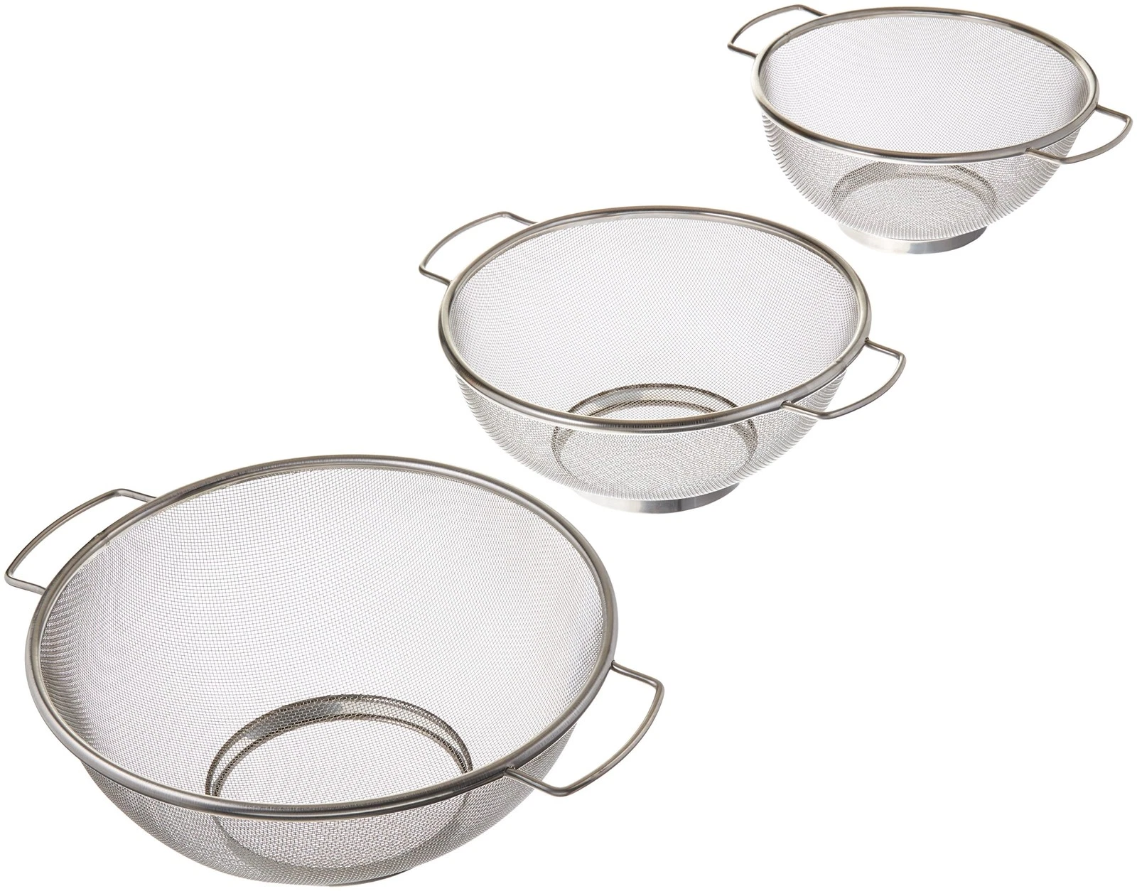 Stainless Steel Colander Set 3 Piece 8 9 10 Inch Mesh Strainer Bowl
