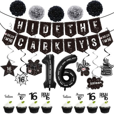 16th Birthday Party Decorations for Boys Black Gold Theme 16th Birthday Ideas