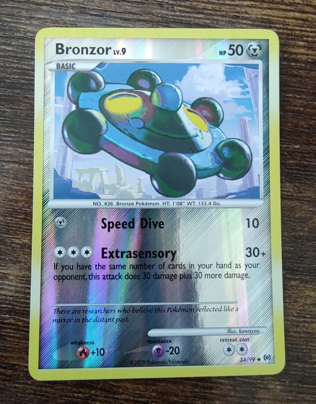Bronzor 34/99 Reverse Holo Platinum Arceus Pokemon NM