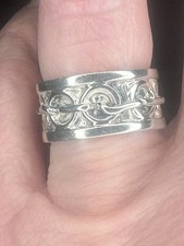 Sterling Silver Stamped 925 Vintage Wide Band Ring EBS Size 7