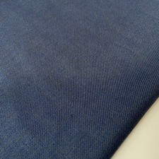 NAVY BLUE PLAIN LINEN-VISCOSE BLEND TWILL WOVEN FABRIC DRESS CRAFT MATERIAL 44"