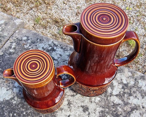 Vintage 1960s Beswick Zorba Coffee Pot & Hot Water Jug Pair, Graham Tongue (photo 2)