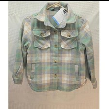 Members Mark Shacket Jacket Girls Size 6/6x Plaid Fleece Collared Button Up 6776