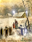 Vintage photo album with side strip is velvet winter scene — photo 3