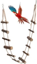 Bird Ladder, 39.4in Wooden Rope Ladder, Hamster Bridge Suitable for Various S...