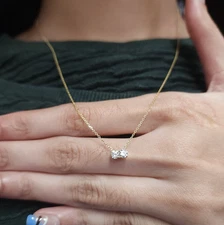 2 Ct Round Cut Twin White Diamond Pendant/Necklace