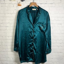 VICTORIA'S SECRET Vintage Gold Label Satin Emerald Green Sleep PJ Shirt Large