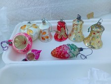 Vintage Christmas Tree mercury Glass Bells,  Baubles, Acorn, Decorations x 8