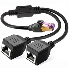 Ethernet Splitter 1 to 2, RJ45 Splitter LAN Internet Network Cable Adapter 1 ...