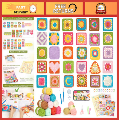 Beginner Crochet Kit with Video Tutorials, 50 Patterns, Upgraded Yarn, Easy Star