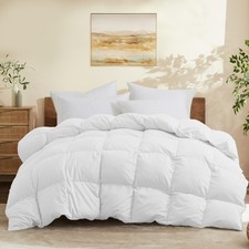 King Size Down Comforter - All Season Ultra Soft Goose Down  Feather Fiber F...