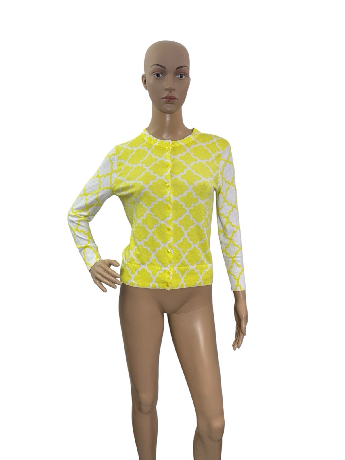 Crown Ivy Women’s Size Small Long Sleeve Round Neck Yellow Sweater Cardigan
