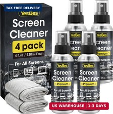 Screen Cleaner Spray 16oz 4oz x 4 Pack - TV Screen Cleaner Spray and 2 Microfi