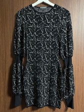 Alexander McQueen Knit Dress XXS Black Pattern Long Sleeve 83cm Length