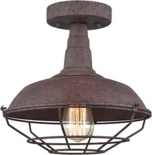 Farmhouse Rustic Semi Flush Mount Ceiling Light Barn Style Light Fixture