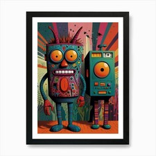 Robots Art Print Framed Wall Art Poster Canvas Print Picture