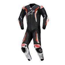 ALPINESTARS GP TECH V5 1 PC SUIT BLACK WHITE RED FLUO