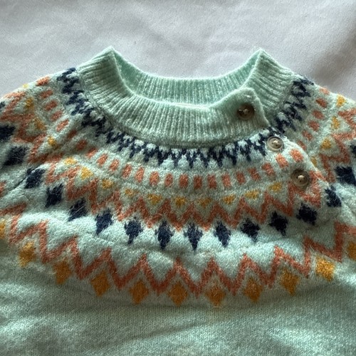 Cat & Jack Fair Isle Girl Sweater 3-6M Gold Infant Baby Sweater-Pre Owned - Picture 3 of 8