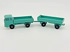 VINTAGE MATCHBOX MERCEDES BENZ TRUCK AND TRAILER LESNEY ENGLAND TEAL BLUE 1/64