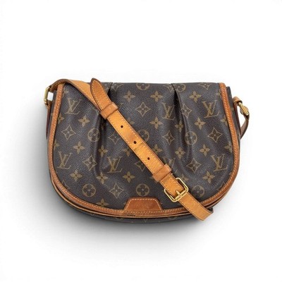 LOUIS VUITTON Menilmontant PM Monogram Canvas Brown Flap Crossbody Bag M40474