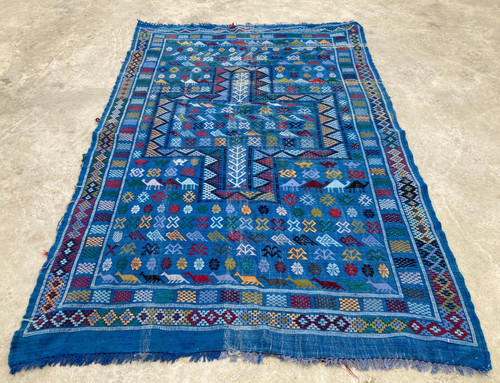 Vintage Traditional Handmade Beautiful Moroccan Kilim Floor Rug 212x142 cm