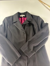 Le Suit Essentials Women  s Black Blazer Jacket Size 10 Fuchsia Lining