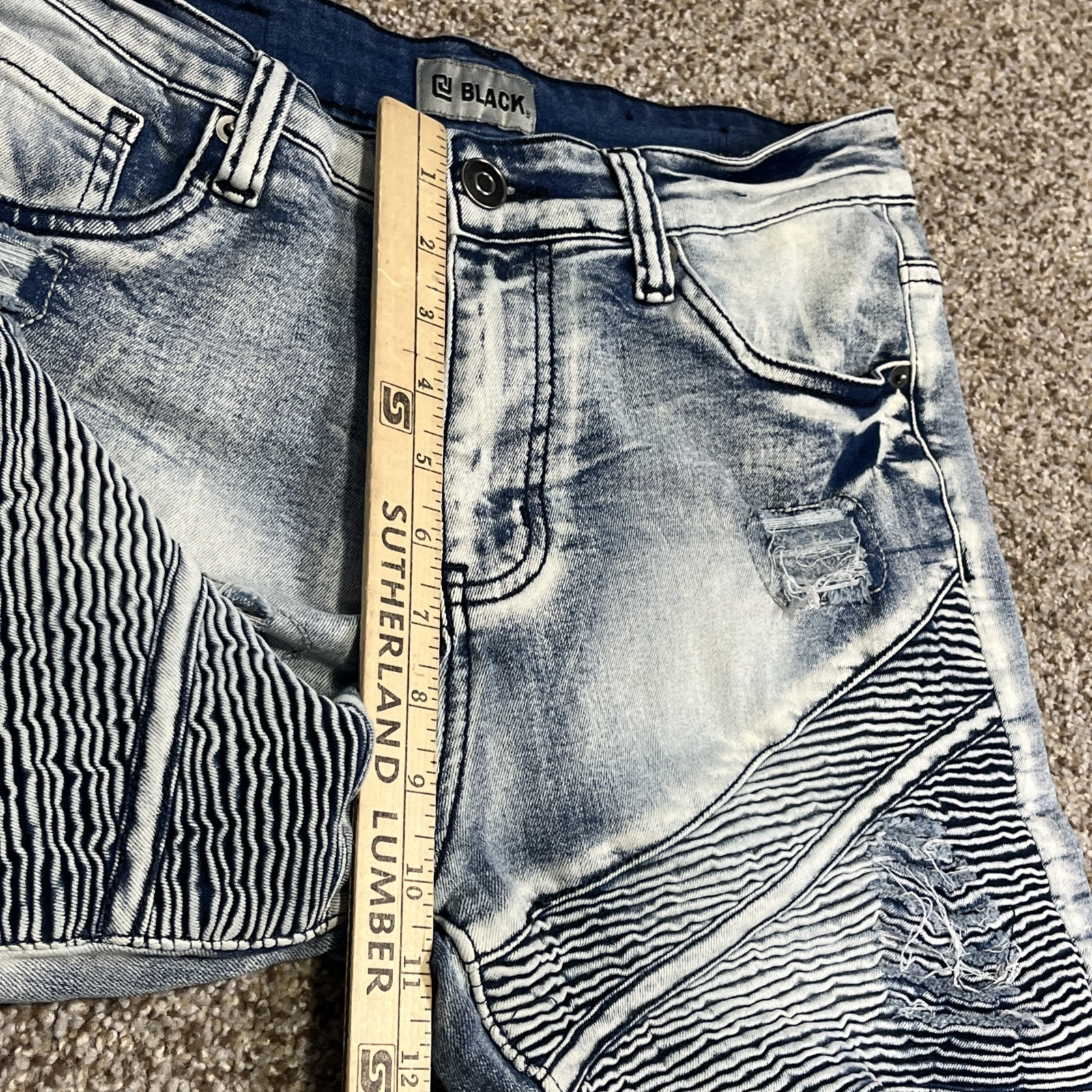 CJ Black Premium Men's Moto Denim Jean Shorts 30 Blue Distressed - View 7