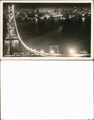 Postcard San Francisco Night View from Bay Bridge Tower 1935