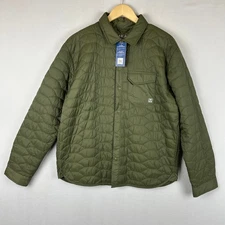 Huk Tarpon Quilt Shacket Puffer Jacket Button Front Green Men's Size M