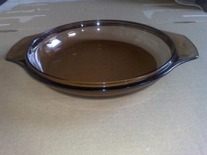 Pyrex 34D Auflauf-Rauch-Glasteller /  Deckel ofenfest, mikrowellen-sicher, rund