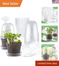 6 Inch Clear Nursery Pots with Humidity Domes - 15 Pack for Optimal Seedling ...