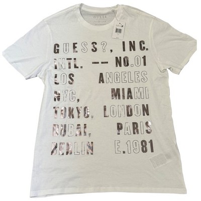 Guess Boys' White Graphic T-Shirt International Cities Tee Medium