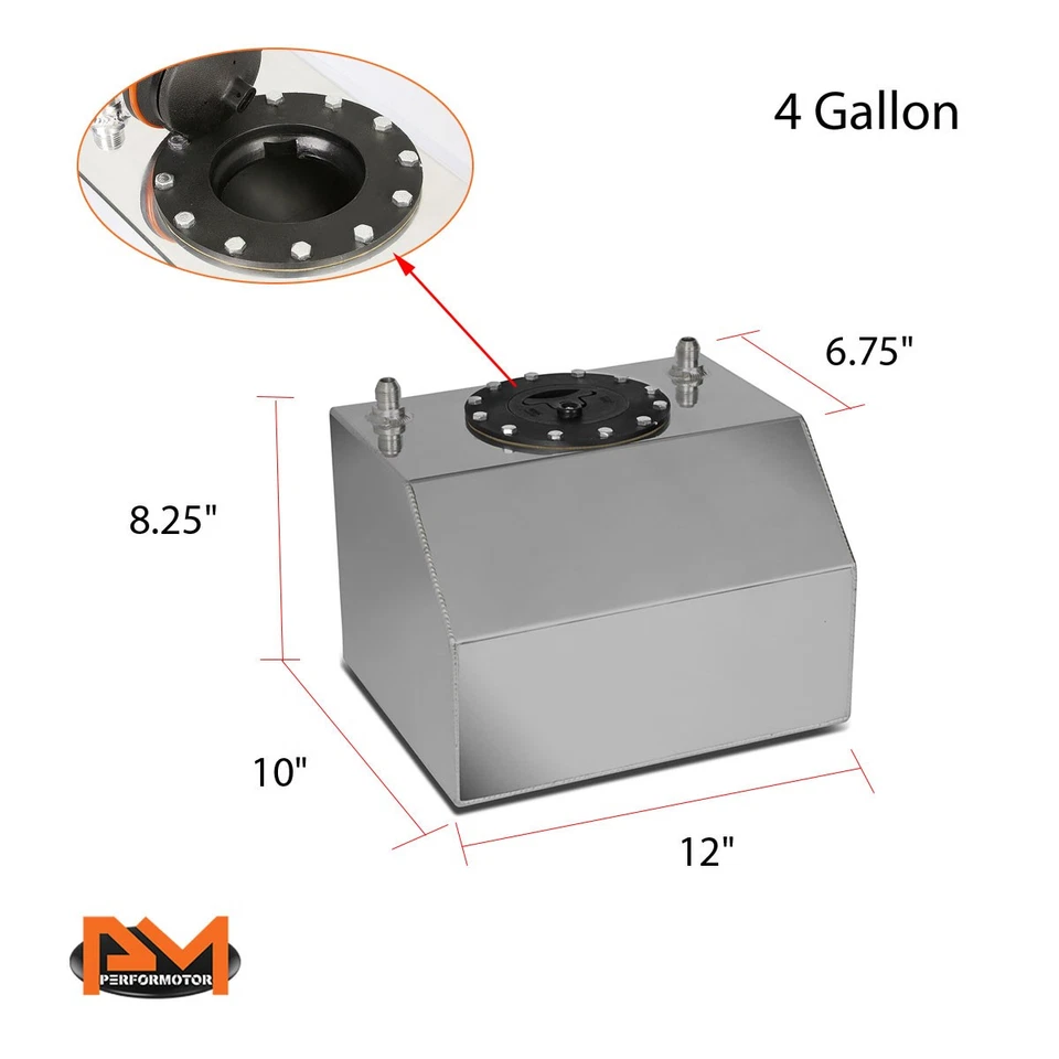 Celda de combustible/tanque de gas de aluminio ligero de alimentación inferior de 4 galones + tapa cromo pulido Foto 3 de 4