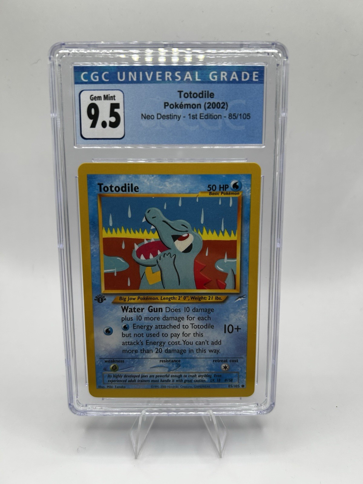 Pokemon 2002 Totodile #85 Neo Destiny 1st Edition CGC 9.5 Gem Mint 10 Blue Label