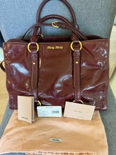 Authentic Miu Miu Vitello Shine 2Way amaranto Leather Shoulder Tote Bag Strap