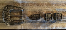 Western Tooled Ornate Belt Buckle Set