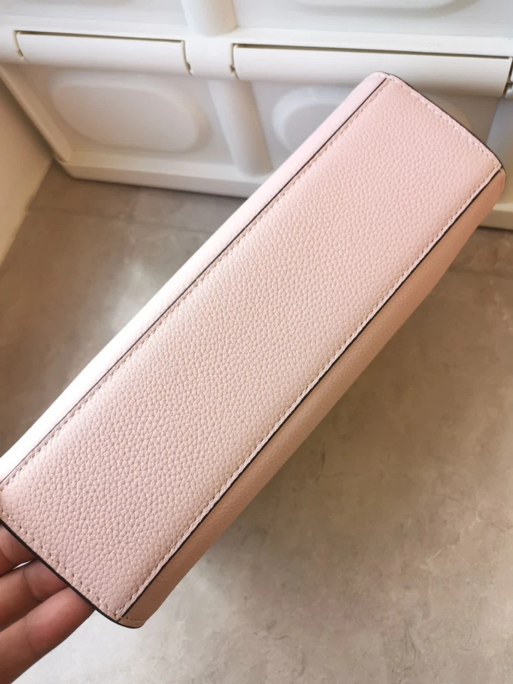 全新带标签 903 小号 Lee Radziwill 卵石纹单肩包皮革粉色 — 第 4/4 张图片