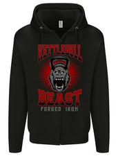 Kettlebell Beast Gym Training Top MMA Mens Zip Up Hoodie