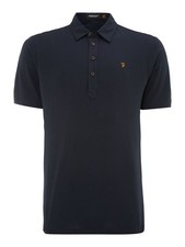 Image of Farah Mens Short Sleeve Blue Smart Collar Polo Shirt Button Top New Size Small S