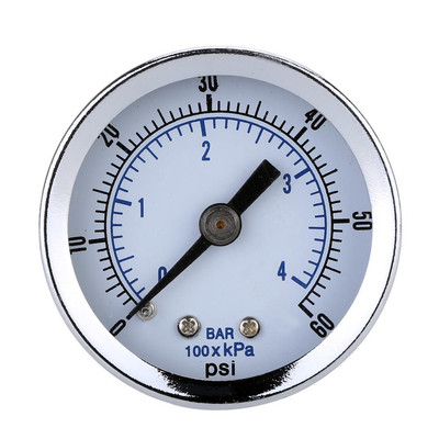 Manomètre Mini 0-4 Bar / 0-60 Psi - Filetage 1/4" NPT - Pour Air, Eau, Huile - Acier Inoxydable Et Laiton - 11